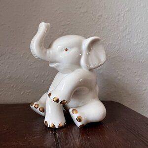 Vintage Lenox Elephant Ivory Porcelain With Gold Trim Animal Figurine 2.5" Tall